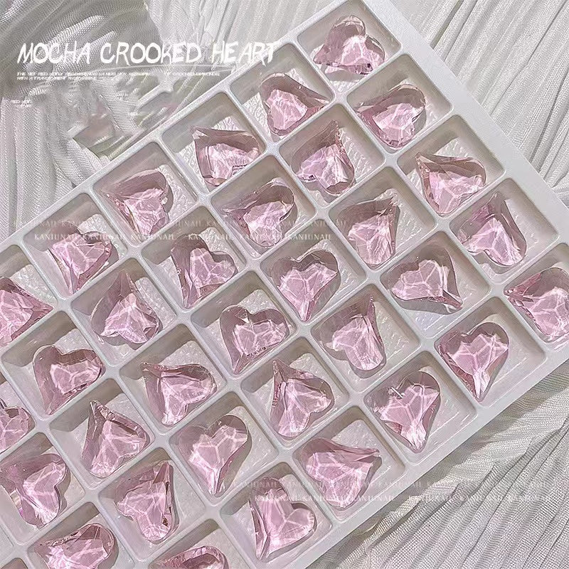 Crooked Heart Shape Large Rhinestone  3D Nail Art Glitter DIY