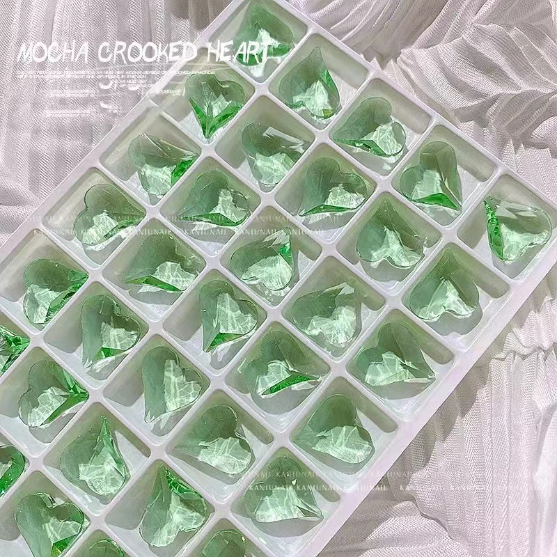Crooked Heart Shape Large Rhinestone  3D Nail Art Glitter DIY