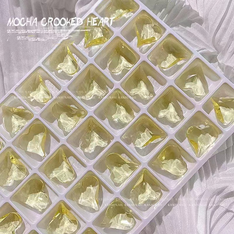 Crooked Heart Shape Large Rhinestone  3D Nail Art Glitter DIY